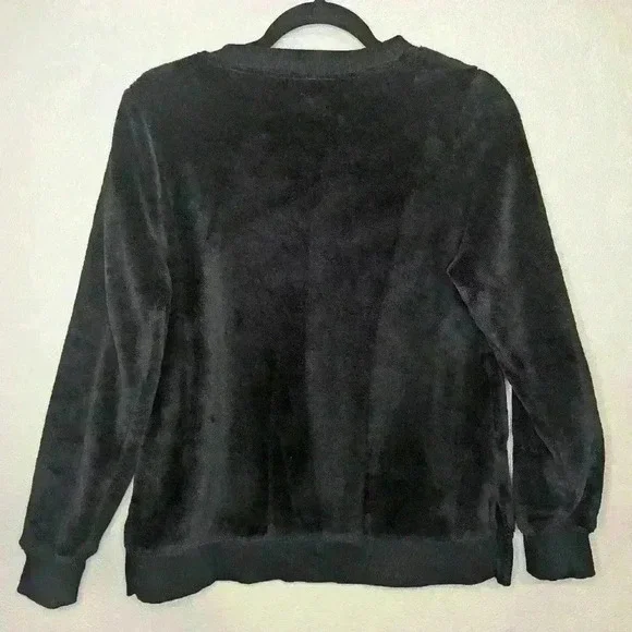 Wondershop long sleeve medium black velour sleepwear top soft cozy warm - Picture 5 of 6